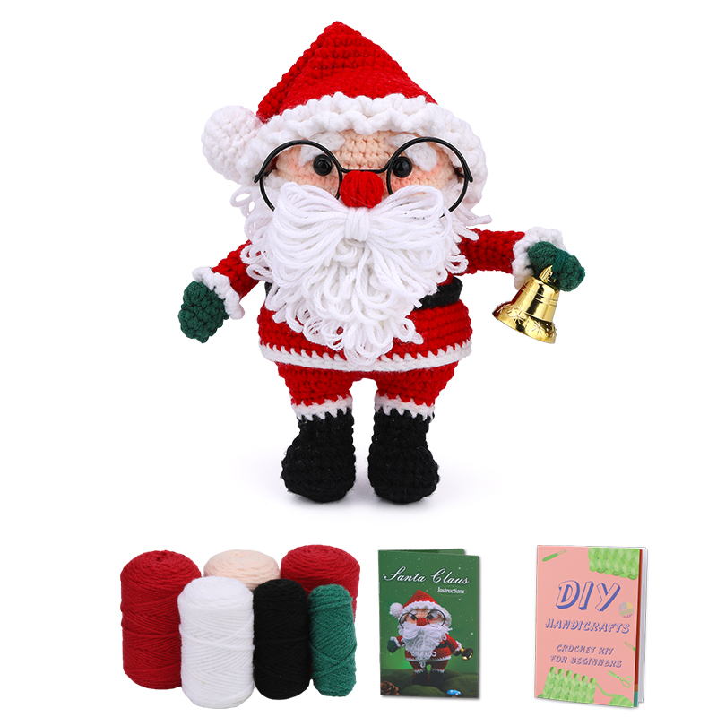 MIUSIE Kit de iniciación de ganchillo navideño, kit completo de tejido artesanal con hilos de ganchos de ganchillo, tutoriales de vídeo para de bricolaje: Gris oscuro