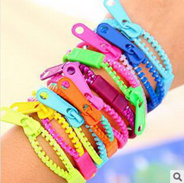 50 Stks/partij Mix Kleuren Unisex Acryl Rock Punk Rits Armbanden Hip Zip Rits Armbanden Sieraden