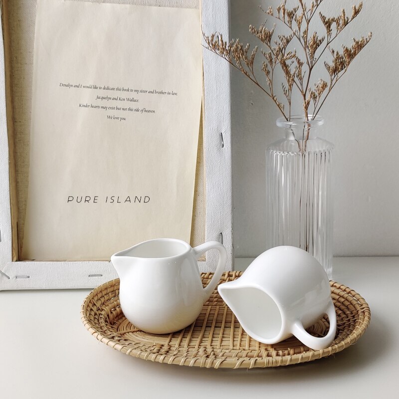 Tarro de cerámica para condimentos, recipiente para crema, taza, vajilla, utensilios de cocina blancos, jarra para azúcar, crema y leche