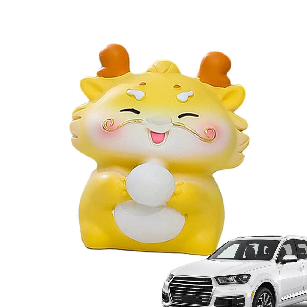 Small Dragon Statue Resin Statue Chinese Dragon Desktop Figurines Miniature Ornament Exquisite Dragon Year Figurines Home: Yellow