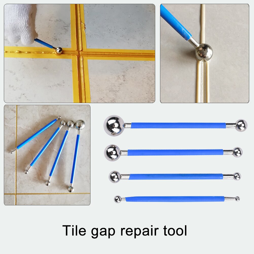 4pcs Floor Tile Grout Construction Tools Double Steel Pressed Ball Ceramic Floor Grout Glue Gap Tool Repairing Stick