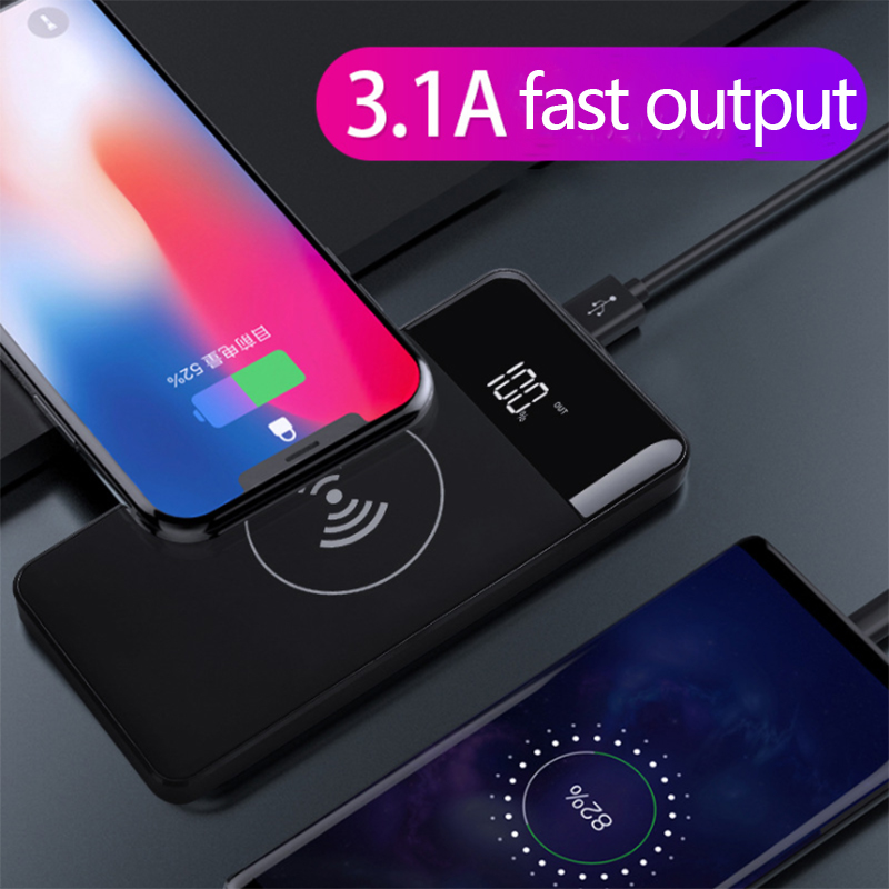 10 W Qi Drahtlose 10000mah Power Bank PD 18 W schnelle Lade Für telefon Externe Batterie Bank Eingebauten Ladegerät power