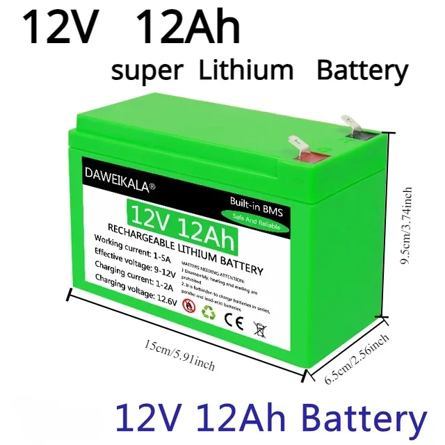 Akumulator 12 V 12 Ah 18650 Akumulator litowy 18650 Akumulator słoneczny Oświetlenie elektryczne