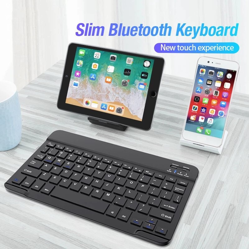 HTMOTXY Mini Portable Bluetooth Keyboard For iPad 8th Generation Air Pro Wireless Keyboard For Samsung Android Tablet Backlight