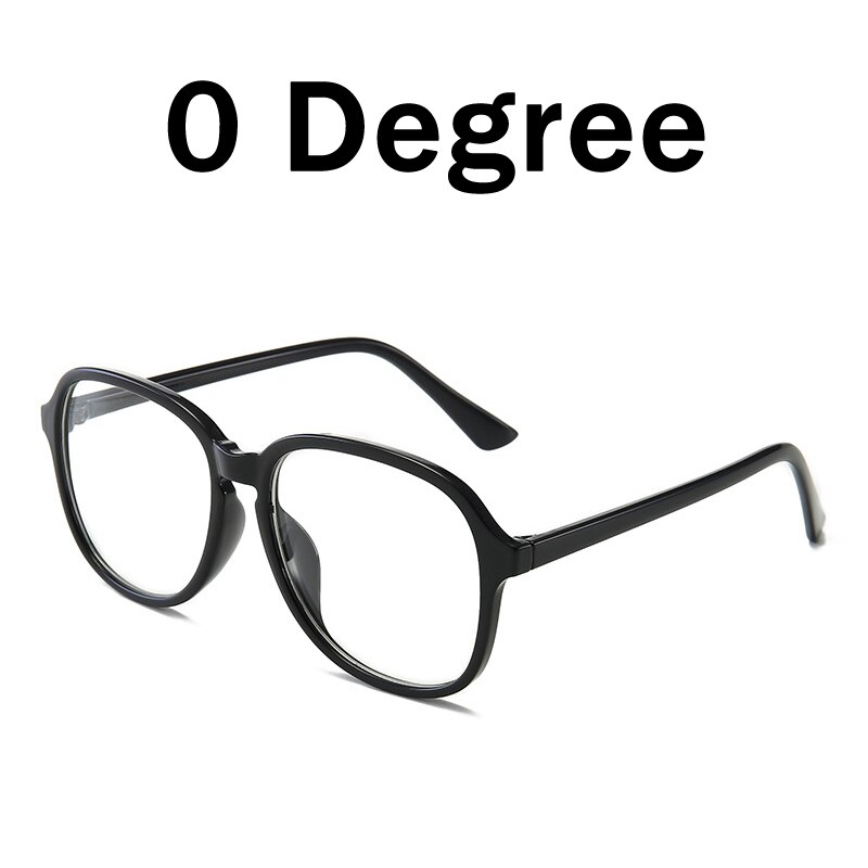 Elbru runde briller sort stel kvinder brille myopi briller brille stel med dioptri  -0.5 1.0 1.5 2.0 2.5 ~ 6.0: Sort 0 grader
