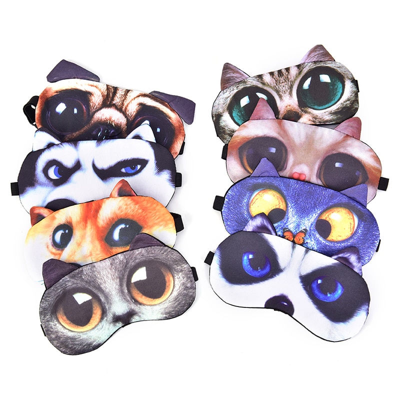 Bonita máscara para dormir de gato o perro, cubierta para ojos, máscara Natural para dormir, suave, antifaz, parche para ojos, sombra para dormir