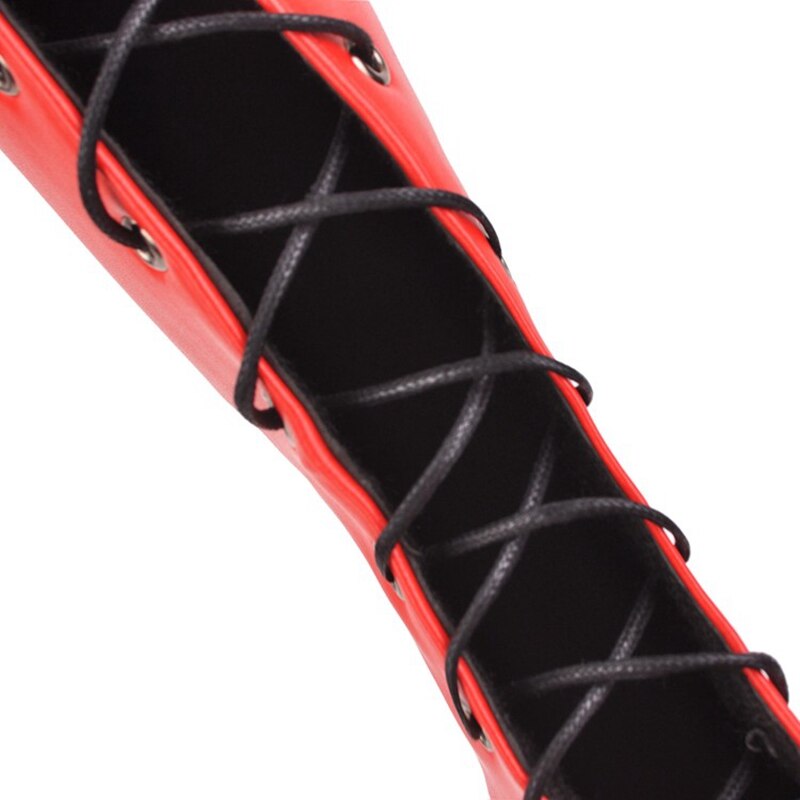 REAVE CAT Knee High Boots for Women Round Toe Square Heel Lace-up Patchwork Cross-Tied Platform Big Size 40-43 Black Red