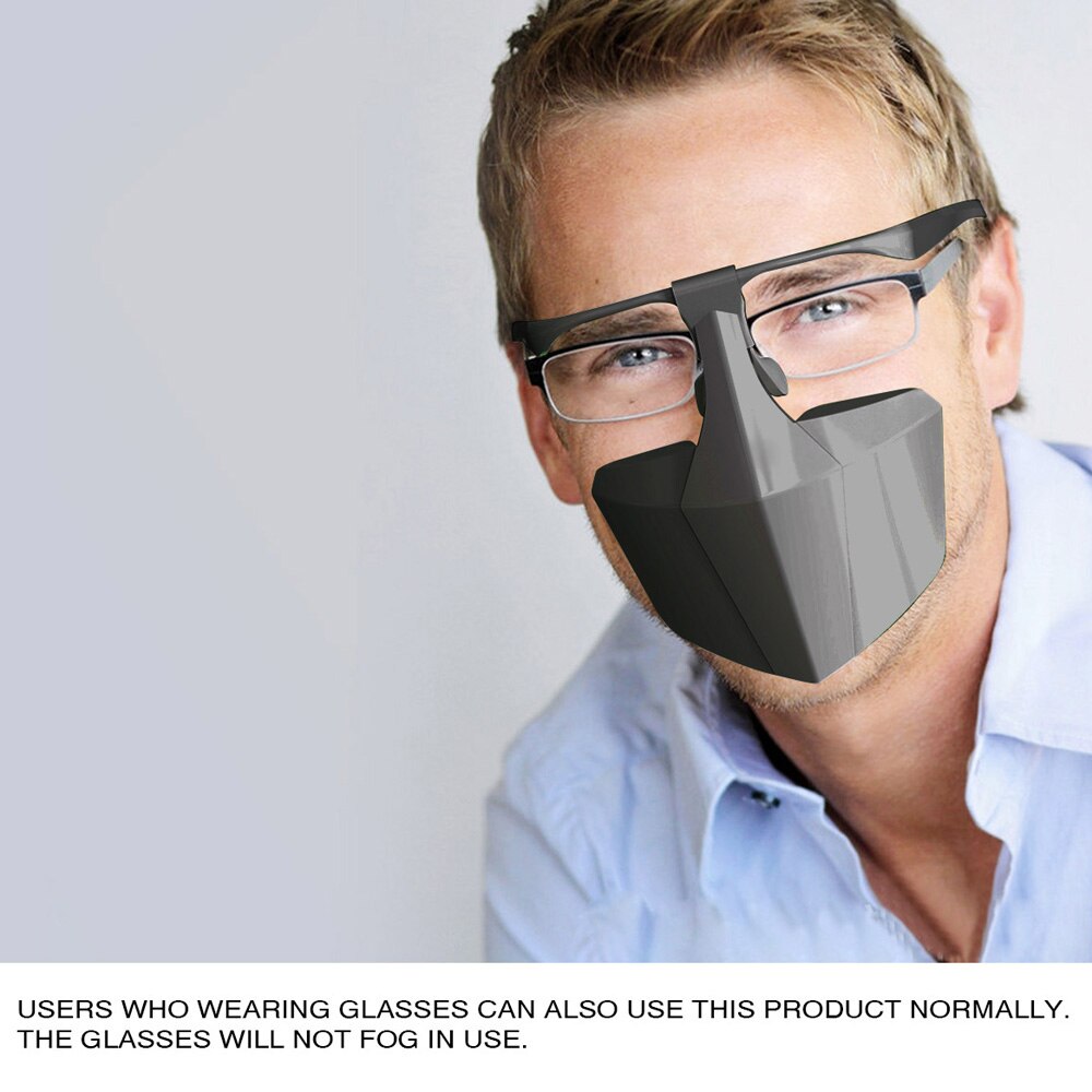Ansigtsdæksel anti-tåge stænksikker støvtæt ansigtsbeskyttende betræk anti spyt genanvendelig anti briller tåge udendørs: Sort