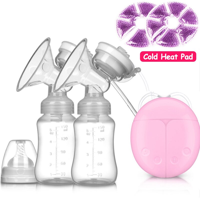 Enkele Dubbele Elektrische Baby Melk Borst Pompen Usb Krachtige Zuigkracht Tepel Pomp Met Fles Koude Warmte Pad Borstvoeding Gereedschap: 11