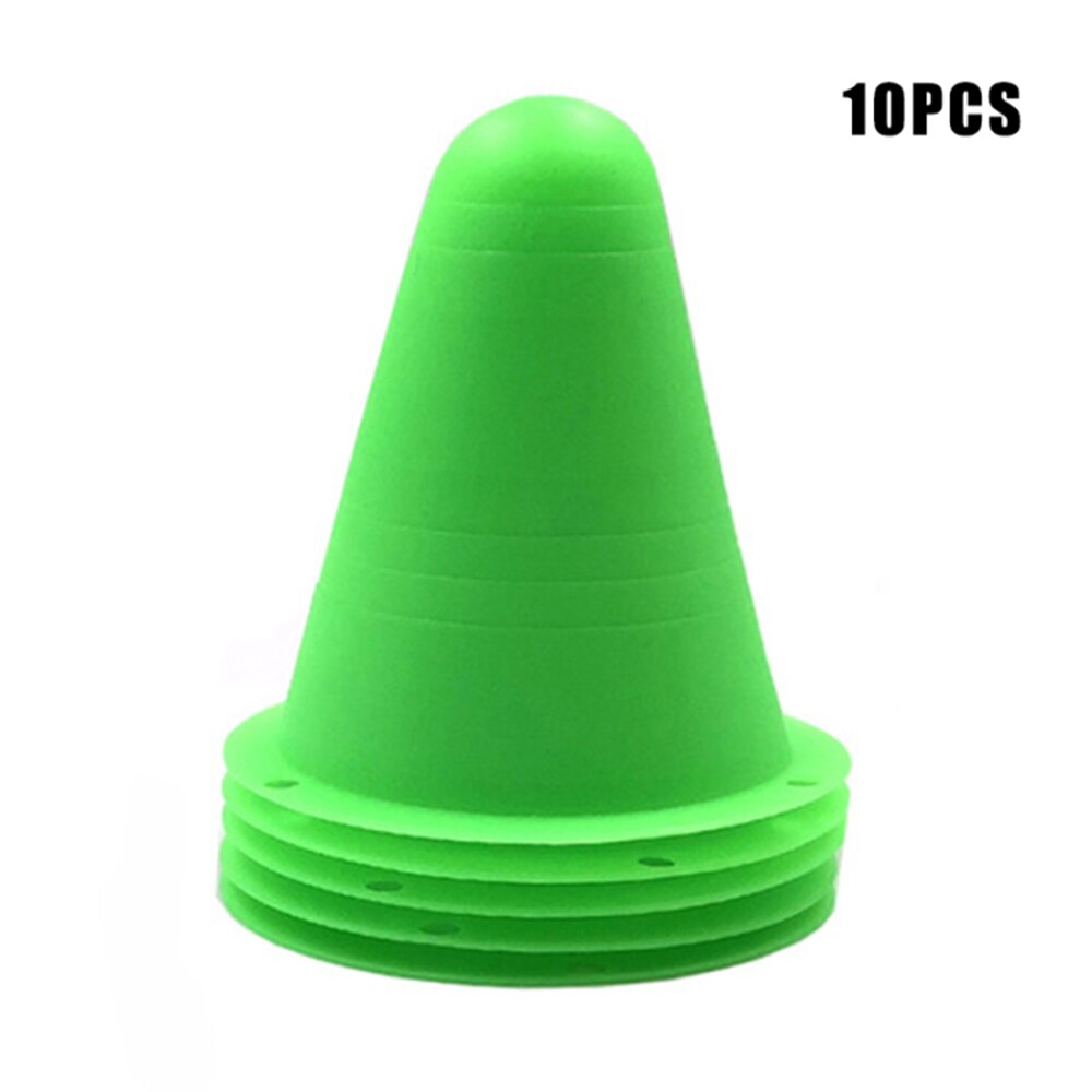 10Pcs cono marcatore coni di plastica per pattini da calcio rulli da calcio attrezzature per l&#39;allenamento sportivo: green