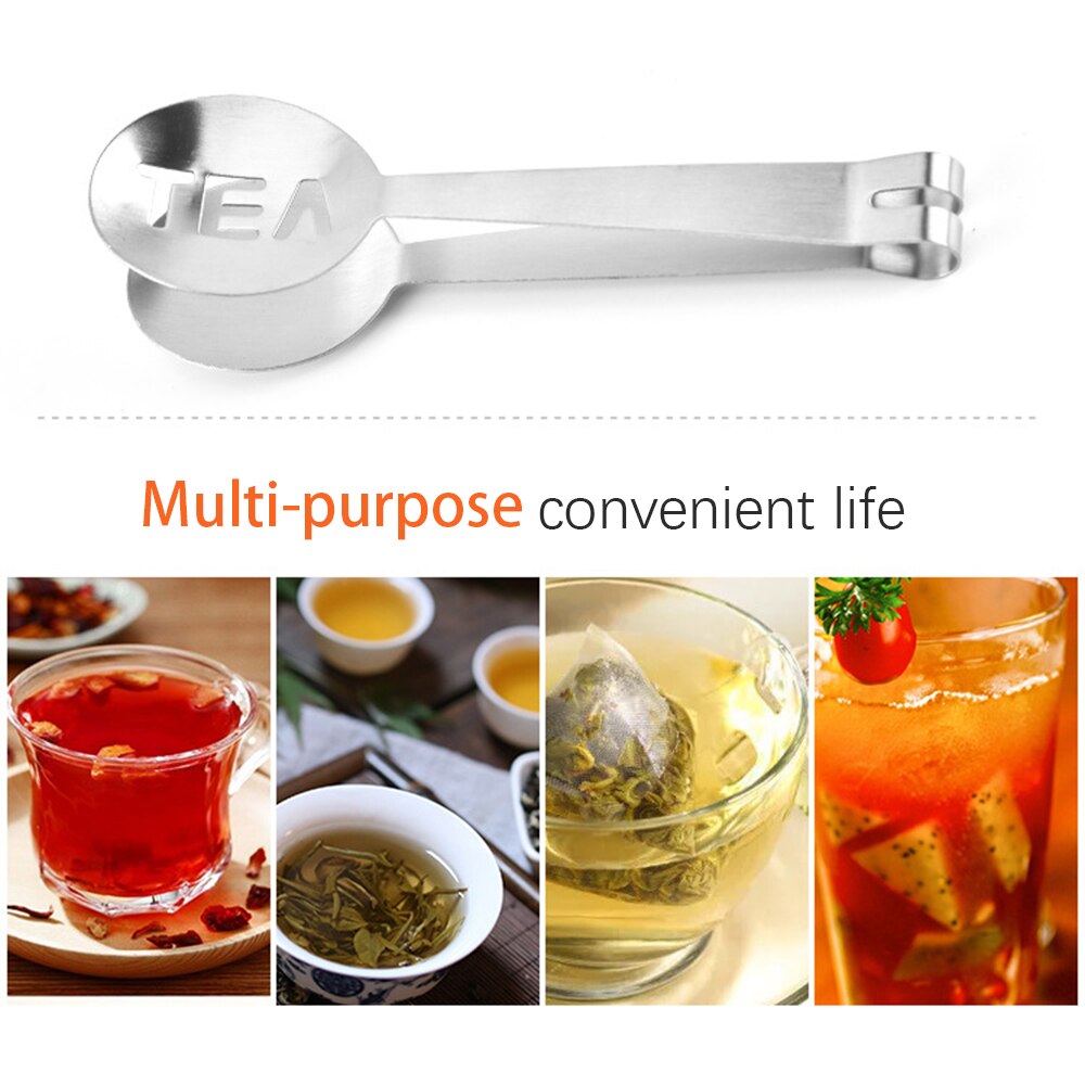 2pcs Tea Bag Squeezer Reusable Stainless Steel Mini Tongs Clip Food Clip Tea Leaf Strainer for Ice Sugar Cubes