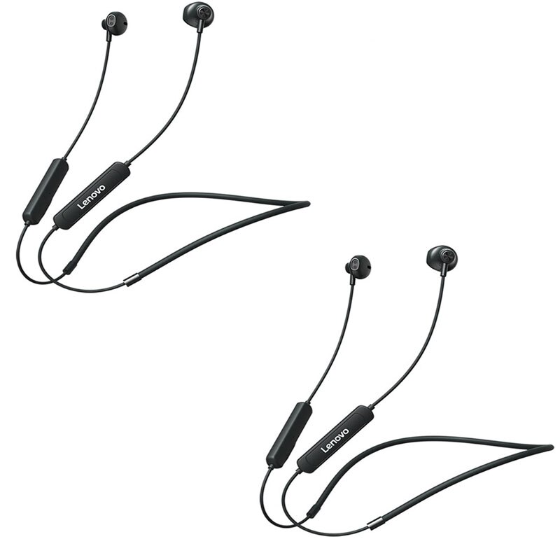 Lenovo-auriculares inalámbricos SH1 originales, cascos con Bluetooth 5,0, IPX5 resistentes al agua, magnéticos, con banda para el cuello, deportivos: 2pcs black