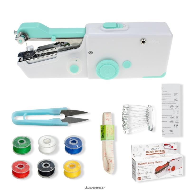 Mini Machine à coudre électrique à piles, petite Machine à coudre portative, Gadget domestique utile pour débutants et adultes, directe: Blue