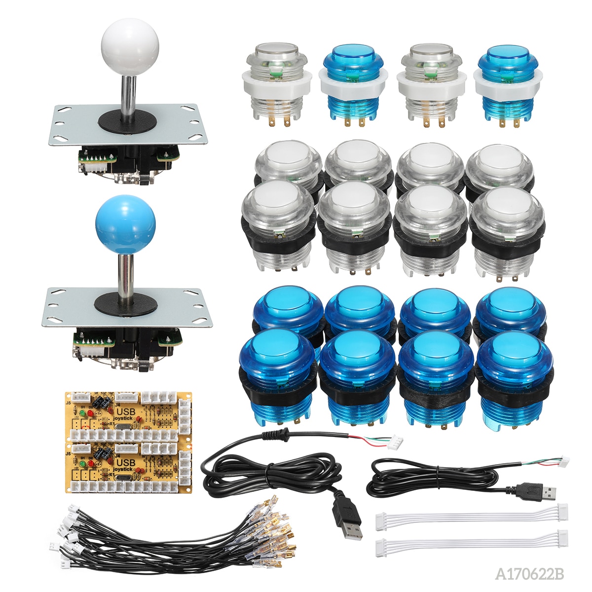 Cero retraso Joystick Arcade DIY Kit de empuje con LED Botón de Joystick USB + codificador + arnés de cable controlador USB para Arcade Mame juego de Arcade