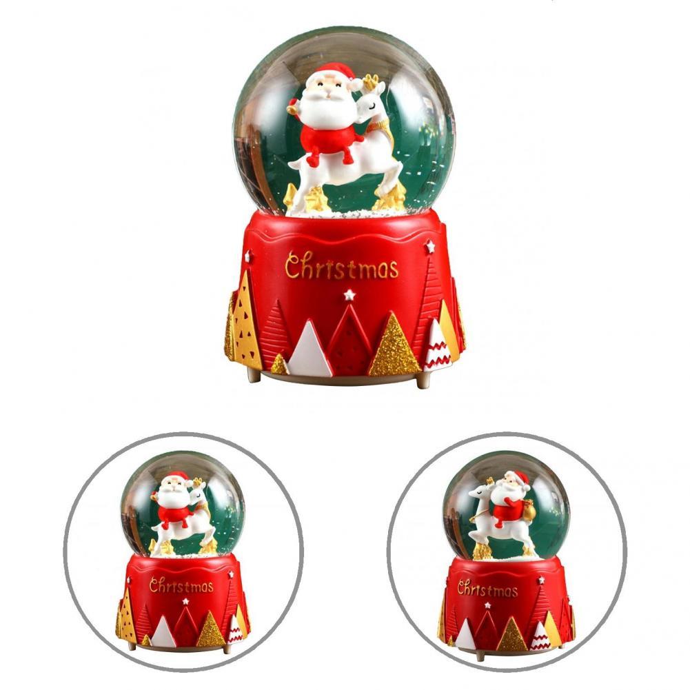 Decor Mini Santa Claus Statue Music Snow Globe Ornament Birthday