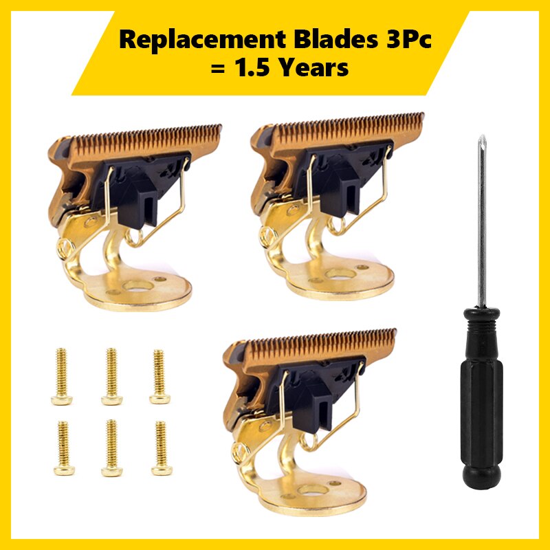 Hair Clipper Blade Cut Hair Trimmer Stainless Steel Ceramics Hair Grooming Blade Cut Head: 3PCS