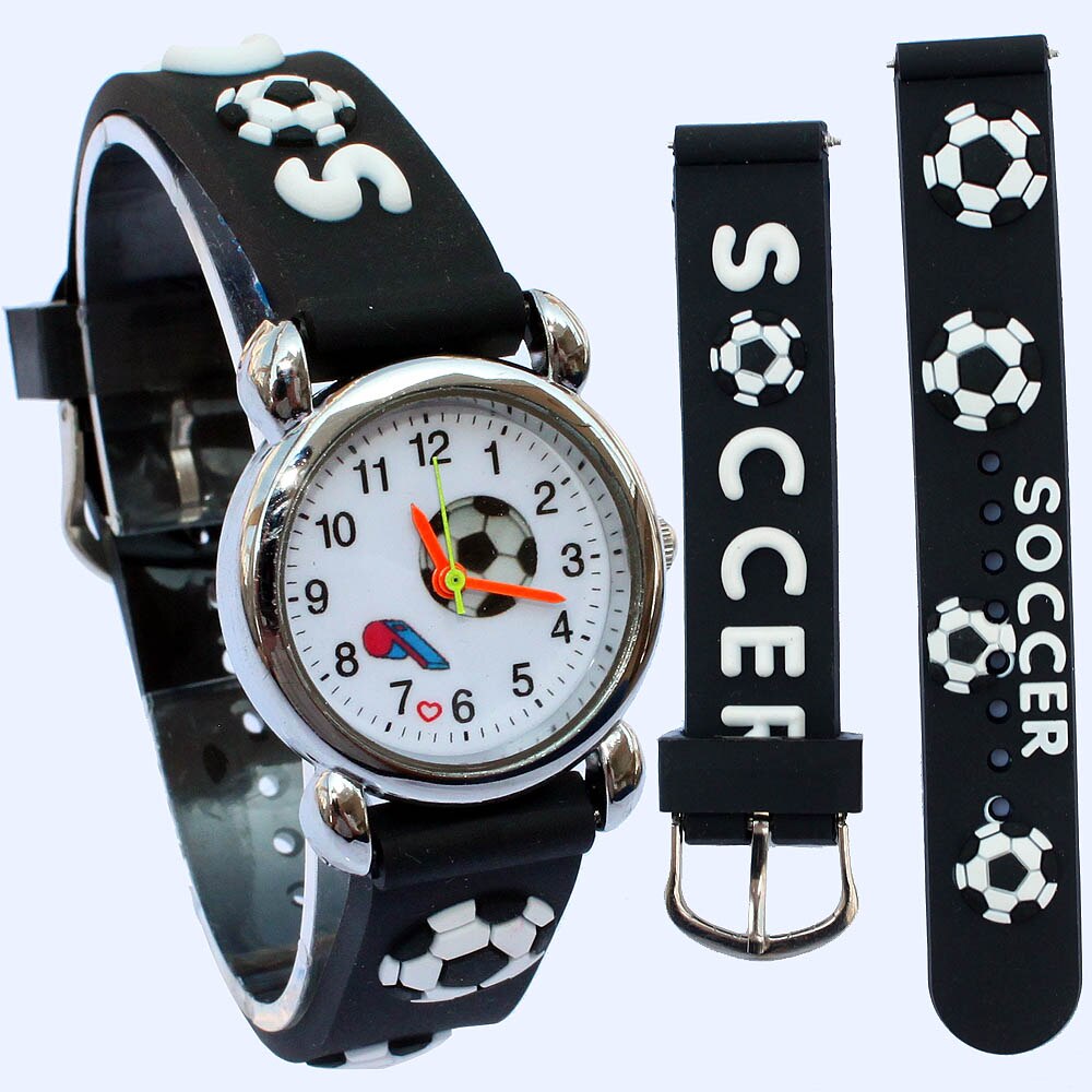 Populaire 3D Horloge Sport Voetbal Stijl Siliconen Band Kinderen Quartz Horloge Jongen Horloge Meisjes Horloge Cartoon Analoge Horloge