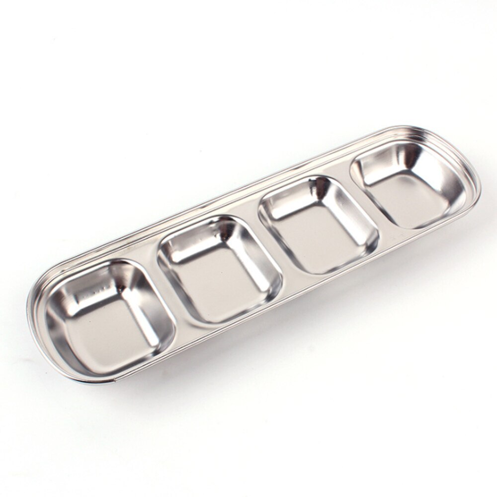 Stainless steel outdoor barbecue dipping dish multi-grid seasoning dish dipping sauce soy sauce vinegar dish
