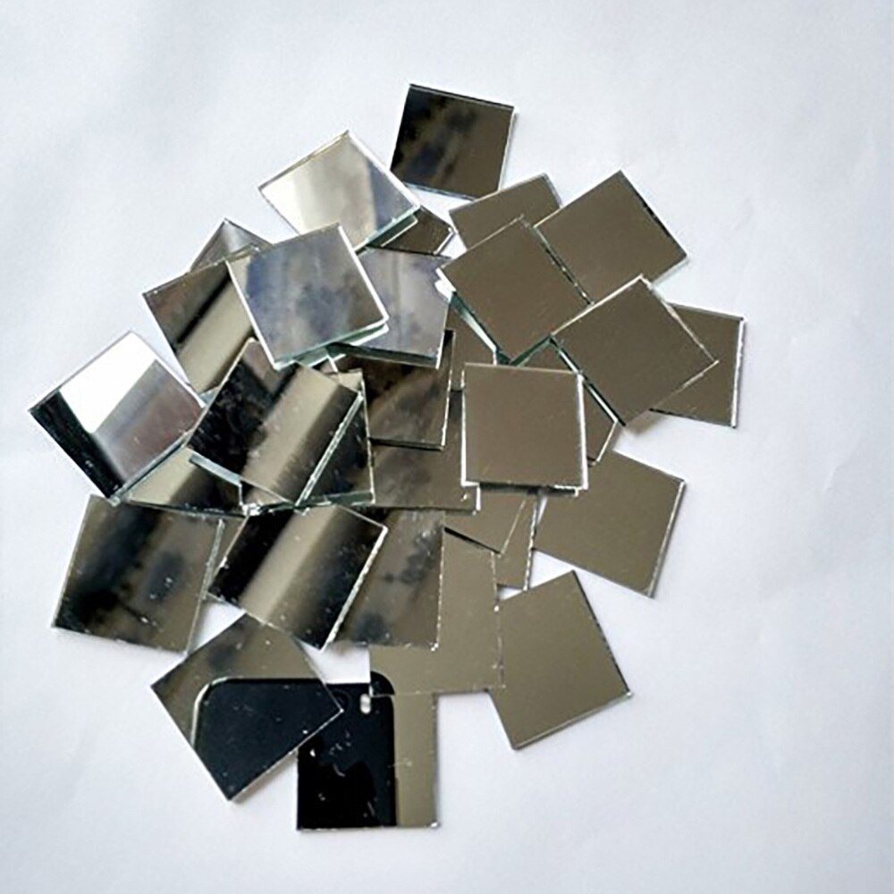 200pcs Small Square Glass Crafts Real Glass Mirror Mosaic Tiles 1x1cm