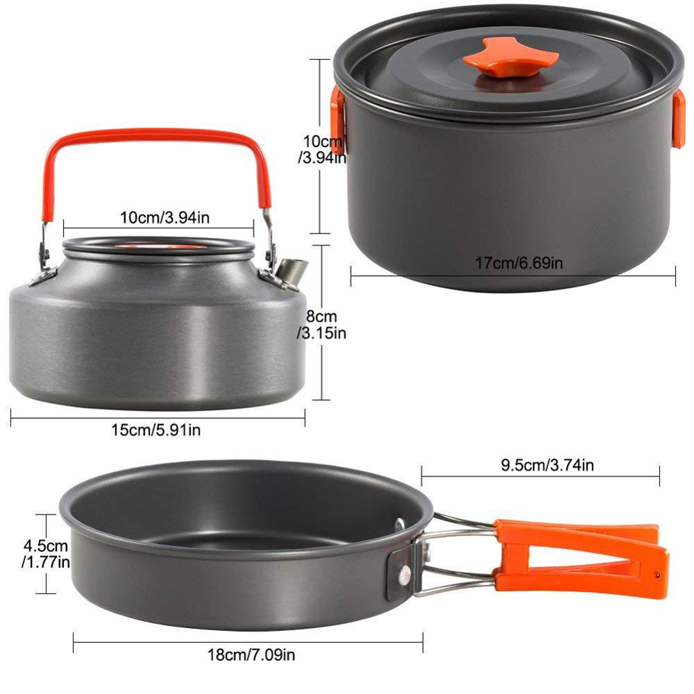 Camping Tableware Kit Picnic Cookware Ultra-Light Portable Outdoor Water Kettle Pan Pot Travel Aluminum Cooking Kits Utensils Hi
