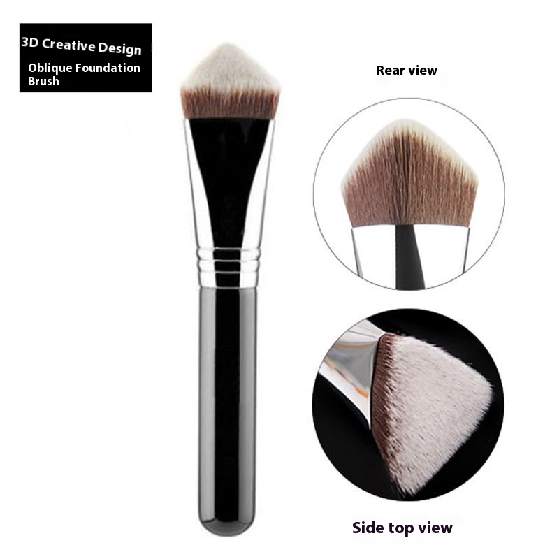 Pinceau de maquillage Kabuki pour fond de teint, pinceaux cosmétiques végétaliens, simple et grand, triangle incliné, carré et conique, luxe et de: GRIS
