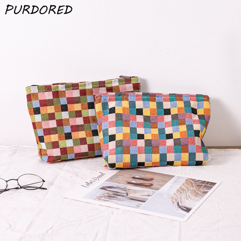 Purdored 1 Pc Vrouwen Kleur Mozaïek Cosmetische Tas Grote Reizen Rits Vrouwelijke Cosmetische Tas Make Organisatoren Beauty Case Waszak