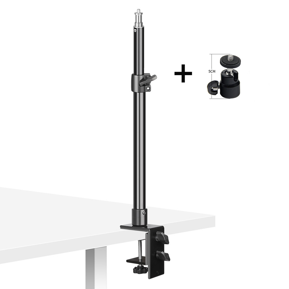 Trípode de montaje en escritorio con abrazadera, accesorio de mesa con cabeza de bola de 1/4 pulgadas, anillo de luz ajustable, soporte de sobremesa, cámara DSLR: With Ball Head