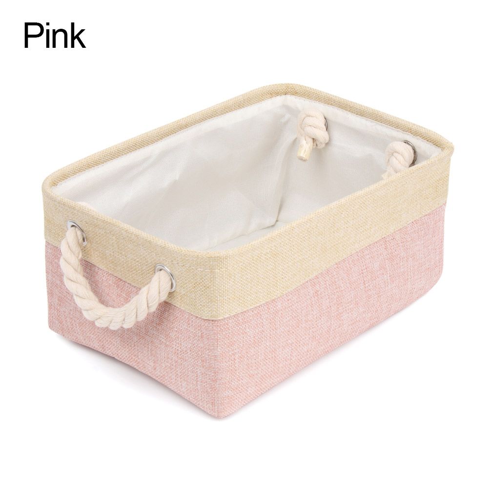 Portable Linen Sundries Sorting Basket, Home Supplies Organizer, Folding Box for Underwear Socks, Baby Toys Storage: Rosa