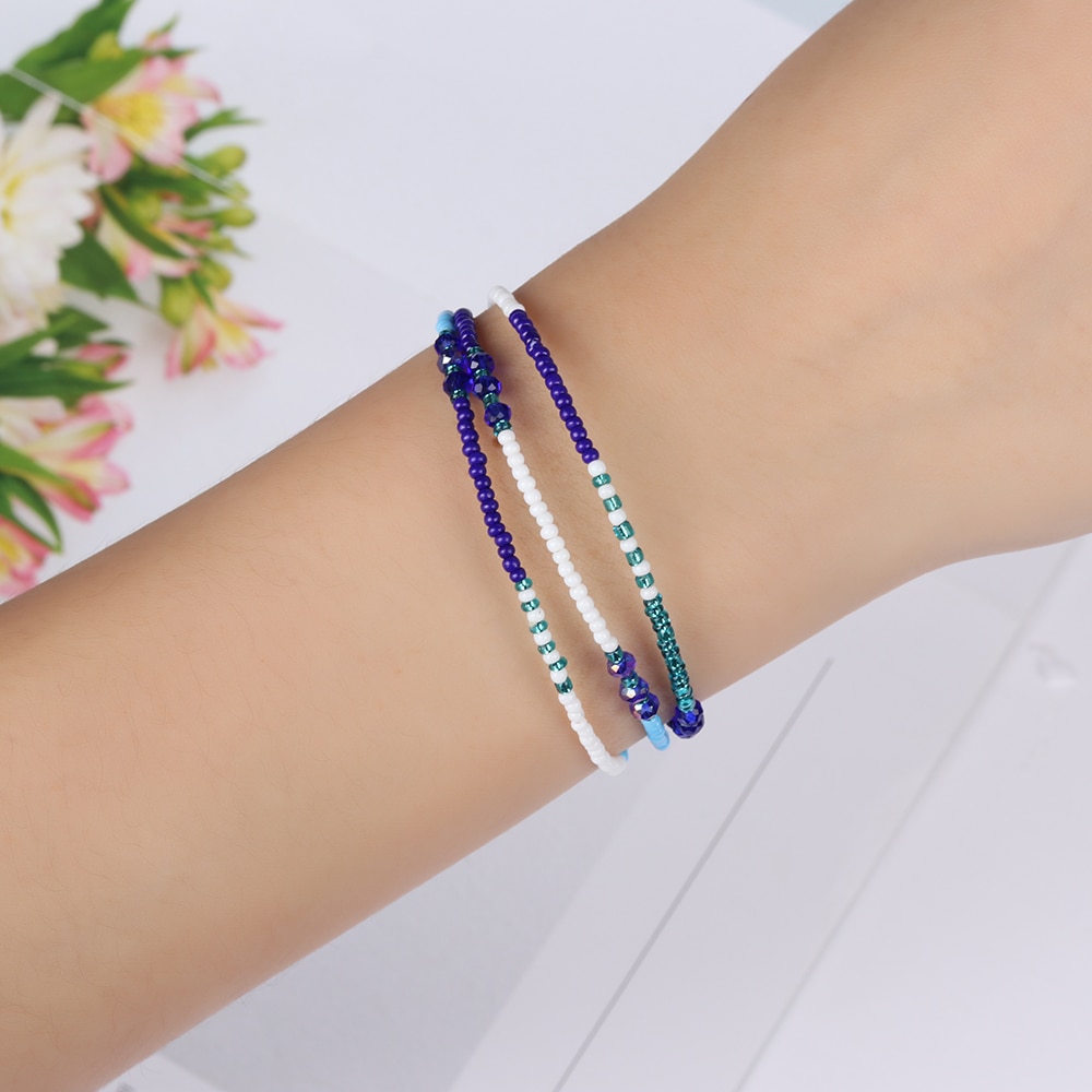 Bohemian Women Bracelet Handwoven Multi-layer Colorful Seed Beads Bracelets Retro Rice Adjustable Rope Bangles Jewelry