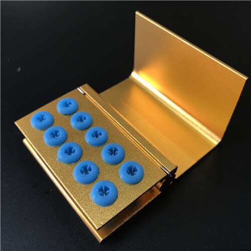 10 Holes Dental Burs Block Holder Disinfection and Autoclave Burs Holder Aluminum: golden