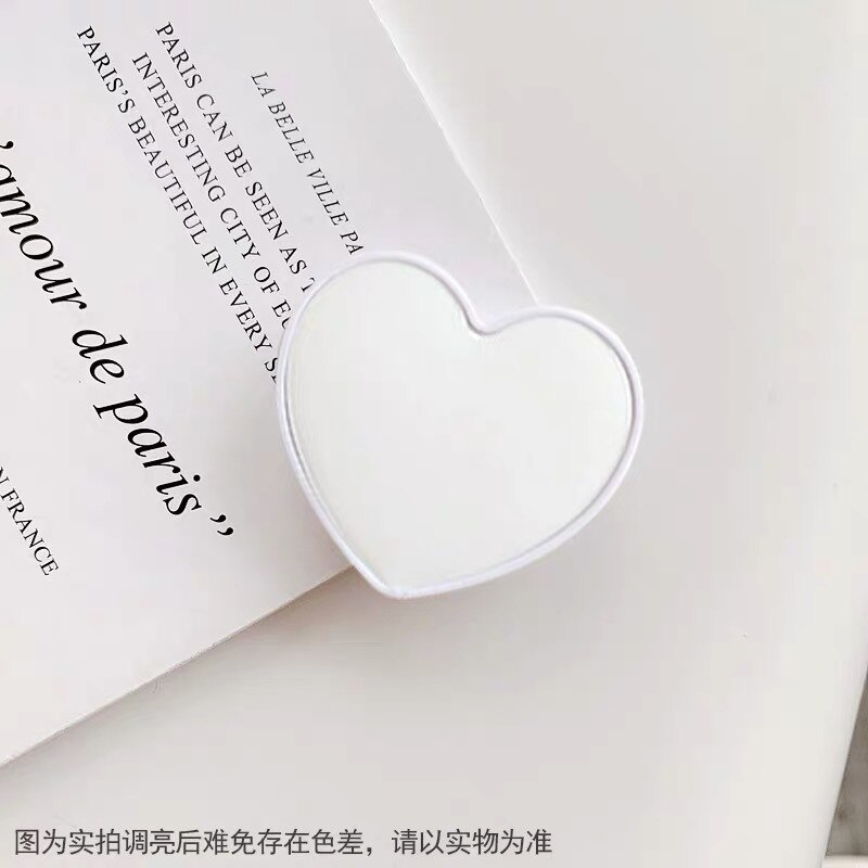 Pure Love heart shape epoxy glue mobile phone bracket Cute 3D Animal airbag Phone Expanding Stand Finger Holder socket: White