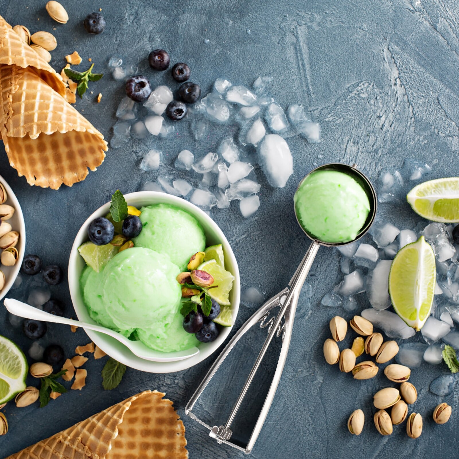 Stainless Steel Kitchen Tool Ice Cream Scoop Mash Potato Scoop Cream Spoon Ice Cream Tools 3 Size For Choose Portable