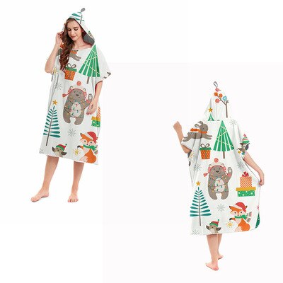 Kinderen Leuke Animal Print Microfiber Wetsuit Veranderende Gewaad Strand Poncho Handdoek Sneldrogend Badhanddoeken Met Hooded Beachwear