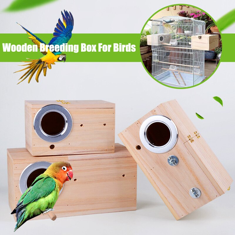 1pcs Wooden Bird Breeding Box 3 Sizes Parrot Nesting Box Hatching Cage Case For Parakeets Budgies Finch Parrot Bird Box