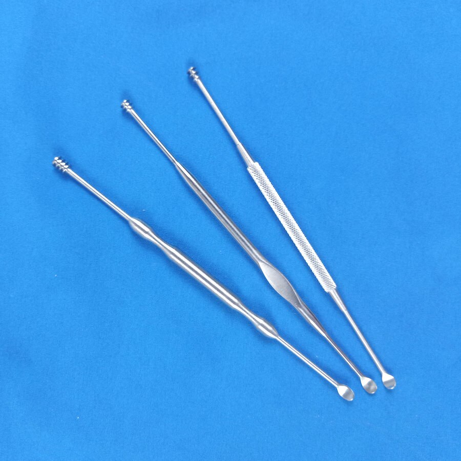 KWD Rvs Oor Pick Double-ended Earpick Ear Wax Curette Remover Oorreiniger Lepel Spiraal Oor schoon Massag: Silver