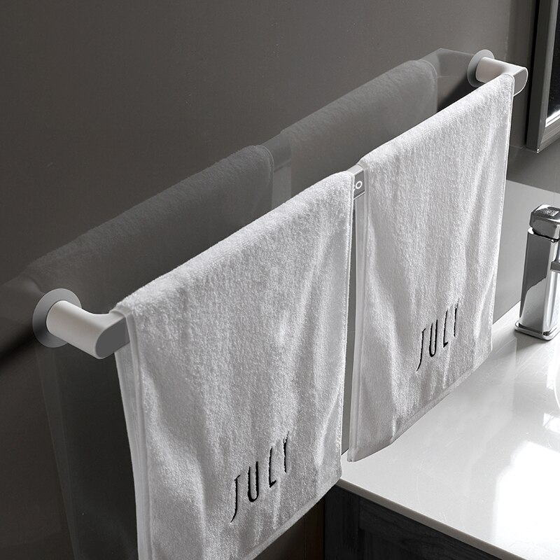 Zelfklevende Handdoek Houder Rek Wandmontage Handdoek Hanger Badkamer Handdoek Bar Plank Rolhouder Opknoping Haak Badkamer Organizer: Long grey