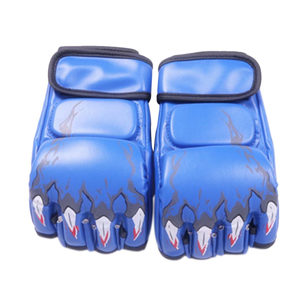 Sanda Boxing Gloves Fighting Comprehensive Fighting Half Finger Gloves Boxing Training Thicken Protective Gloves: Blue