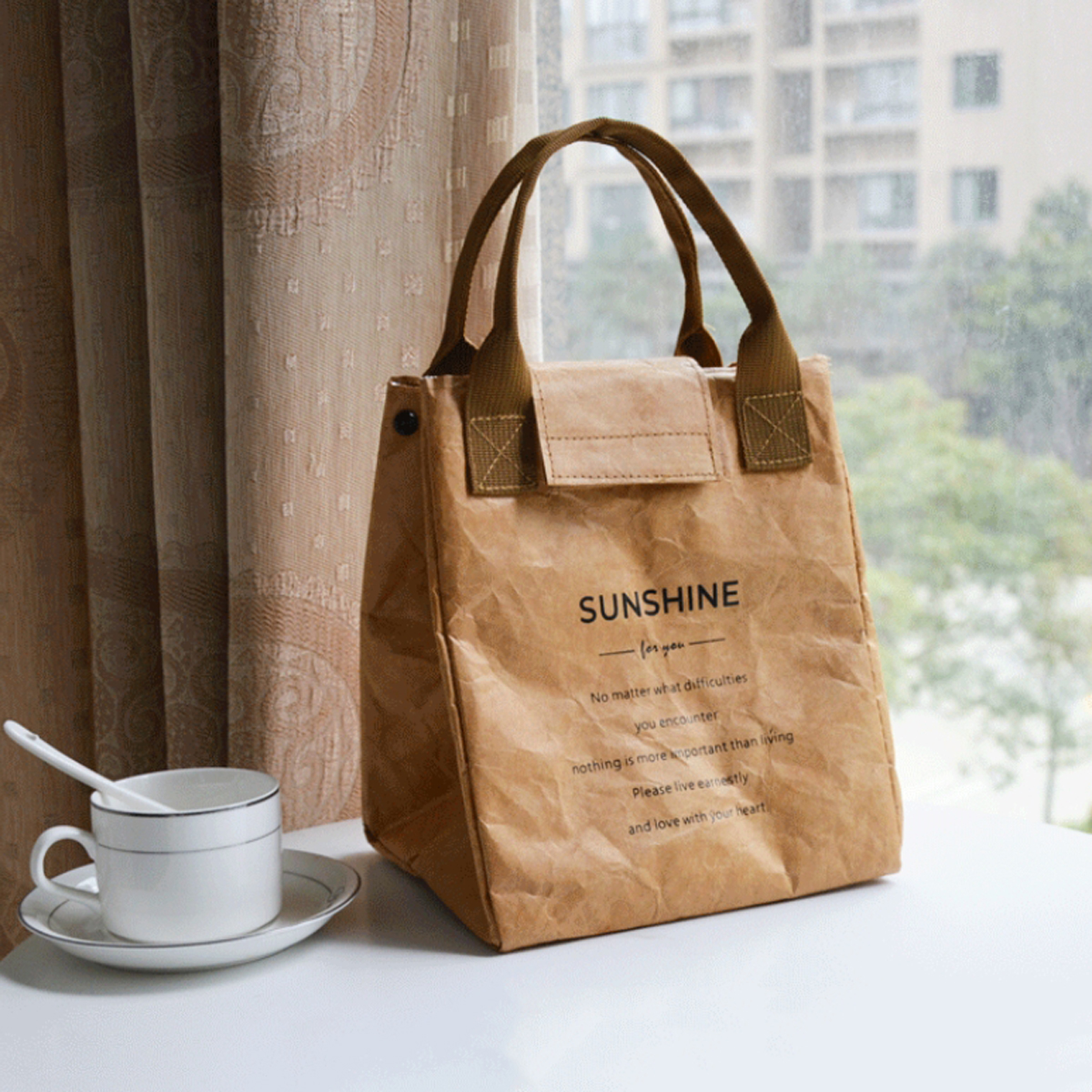 Papiertüte Thermotasche benutzerdefinierte tragbare Lunchtasche Kraftpapier gekühlte Bento-Tasche Büroangestellte tragbare Lunchbox-Tasche
