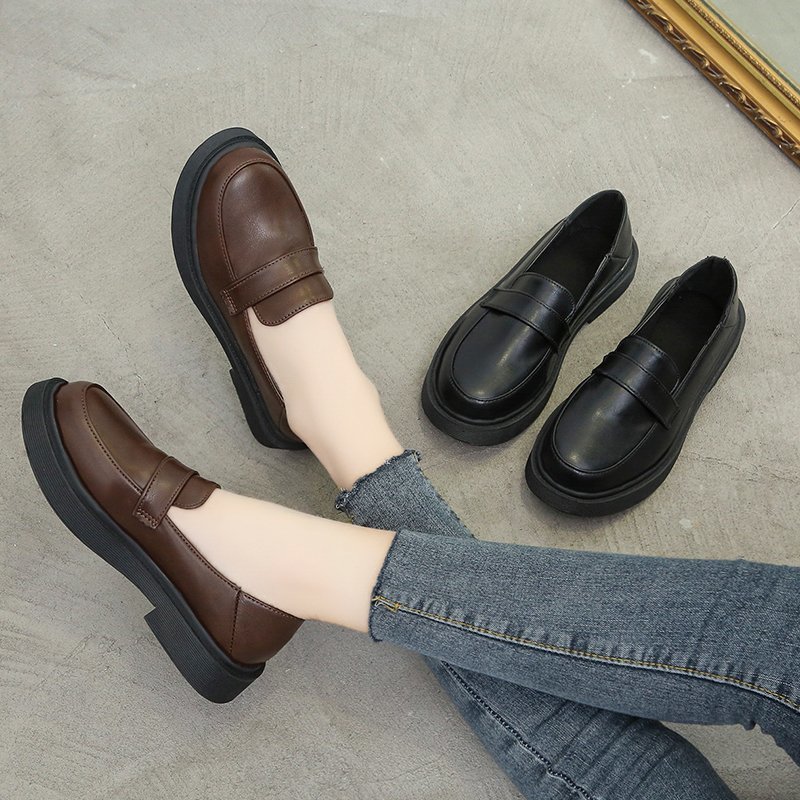 Herfst dames loafers plateau schoenen lage hakken oxford schoenen zwarte instappers damesschoen comfortabele zapatos mujer lente 8805n