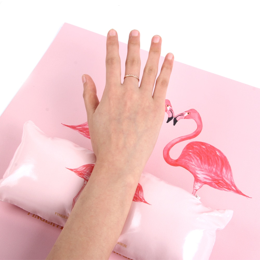 Anggya nail art håndpude pude sæt neglelak holder blød pu læder svamp armlæn pink flamingo salon manicure