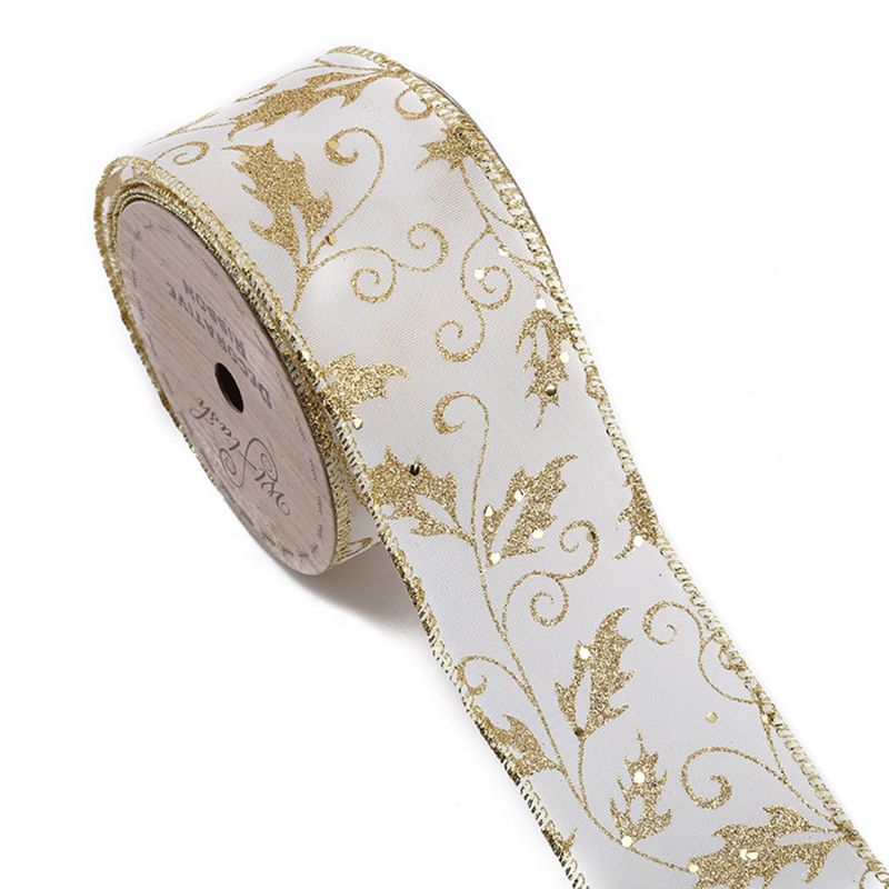 10 meter glitter sneeuwvloklint voor kerstboomversiering op  m68e