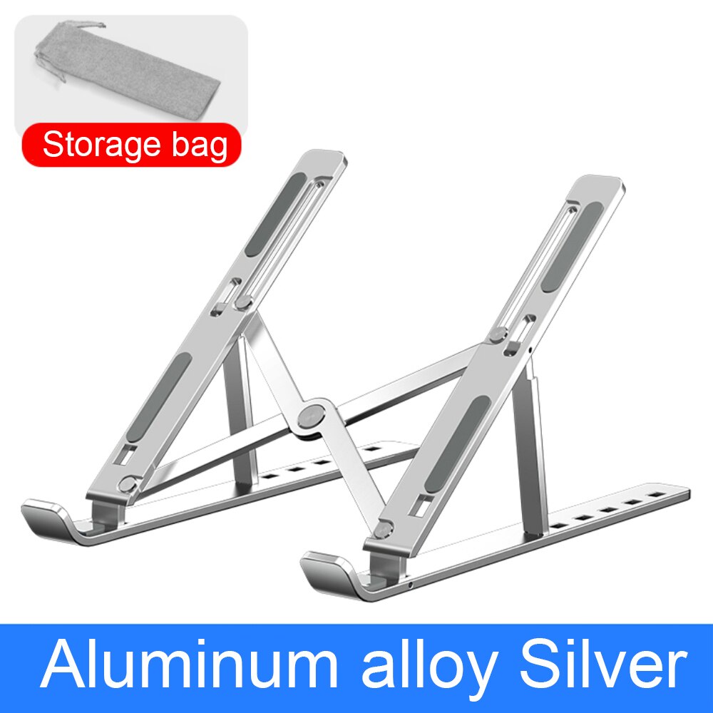 laptop stativ til macbook pro bærbar pc-stativ aluminiumslegering sammenleggbar tablett stativbrakett laptop holder til bærbar pc: Sølv