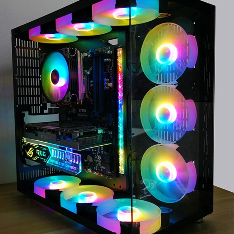 -COOLMOON 2PCS Computer RGB Color Light Strip Chassis Light with Controller with netic Multicolor RGB Pollution Color Lamp
