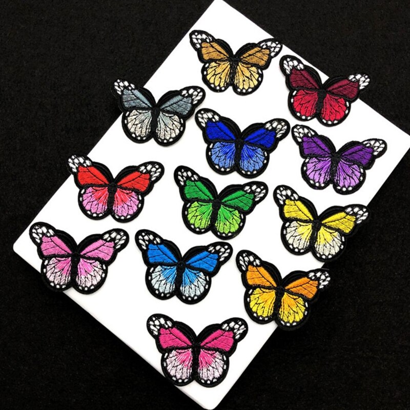 12 Stks/set Kleurrijke Vlinder Naaien/Ijzer Op Applicaties Borduurwerk Patches Voor Kleding Art Ambachten Diy Badge Sticker Decor
