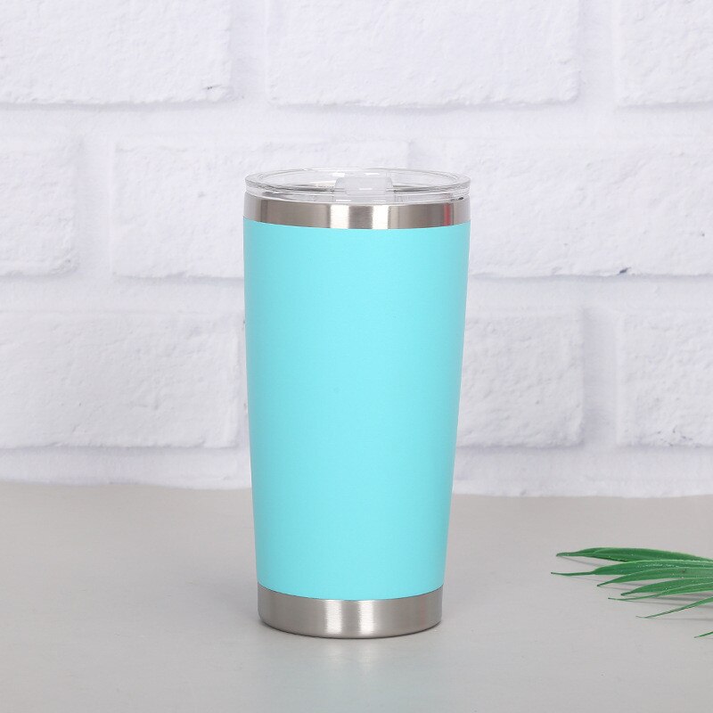 20oz Double Wall Stainless Steel Ice Beer Thermal Cup Vacuum Insulated Tumbler Cold Coffee Travel Mug With Lid: Sky Blue