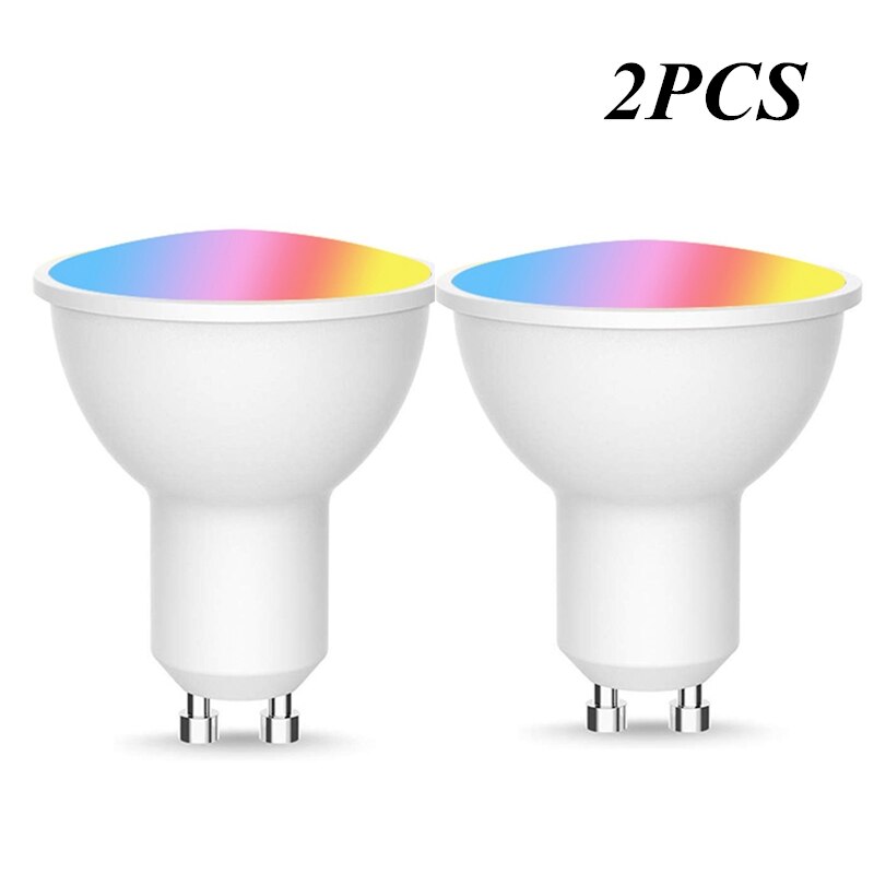 Gu10 lâmpada led inteligente, luz rgb com controle remoto por aplicativo, controle remoto, 5w, cw 2700-6500k para alexa, google home: 2pcs