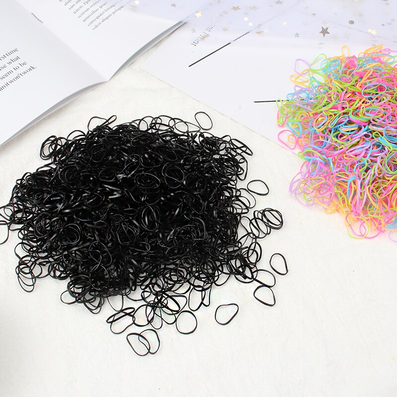 1000 Pcs 1Cm Schattig Meisje Kleurrijke Wegwerp Elasticiteit Rubberen Band Haar Band Paardenstaart Hoofd Touw Haar Ring Kind Haar accessoires
