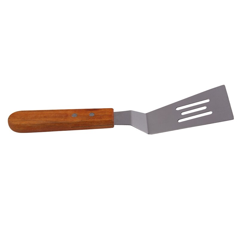 Espátula de acero inoxidable con mango de madera para carne de abeja, pala con escurridor plano, accesorios de cocina, utensilios, pala, 1 Uds.