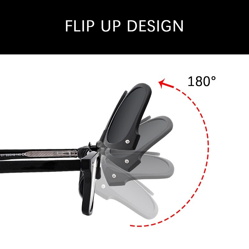 MAXJULI Square Polarized Sunglasses Clip on Myopia Glasses For Fishing Driving Traveling Easy Flip Up Lens UV400 Protection 8503