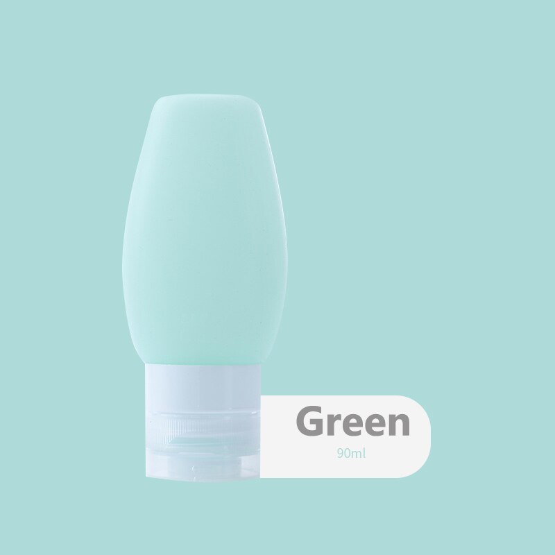 Silikonerejse flasker, der kan presses, og genopfyldeligt silikonerejserør til shampoo, balsam, lotion, toiletartikler: Grøn